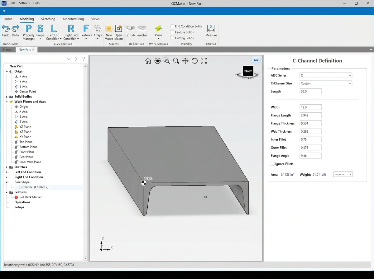 GCmaker Shapes - C-Channel Definition
